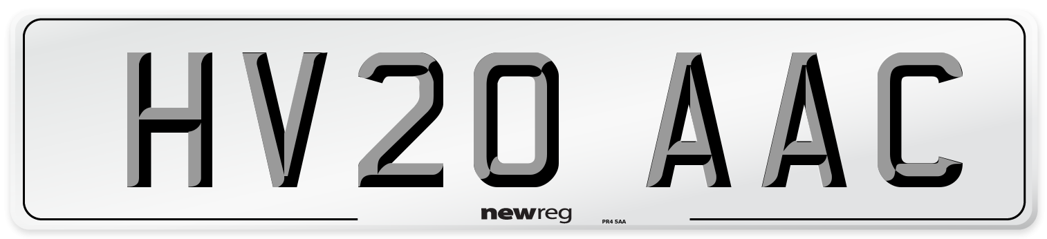 HV20 AAC Number Plate from New Reg